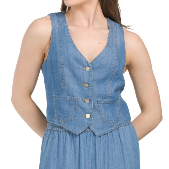 Sigrid Olsen Jackets & Blazers - Sigrid Olsen Vintage Blue Denim Vest